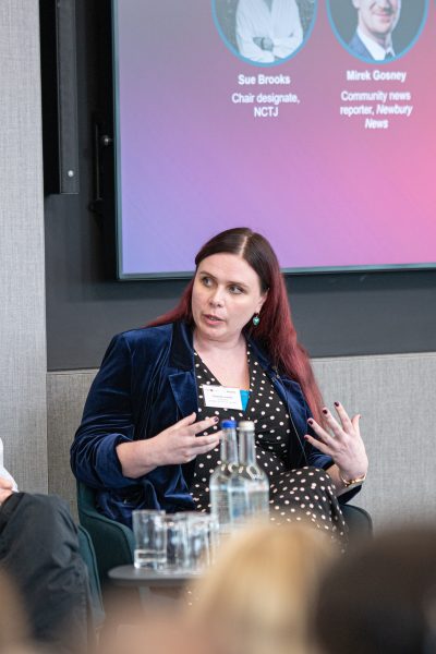 Charlotte Vowles speaking at the NCTJ's Journalists at Work launch.